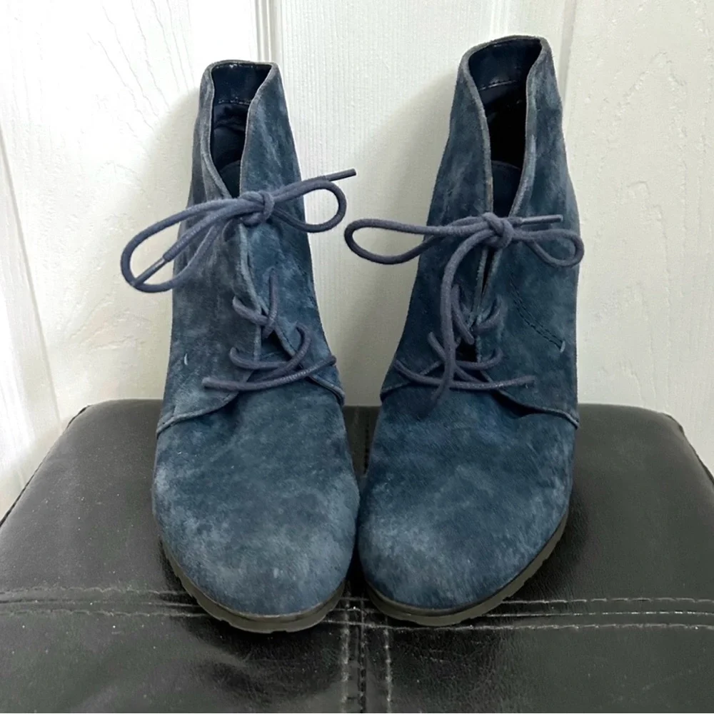 White Mountain Blue Suede Leather Ankle Tie-up Boots 71/2